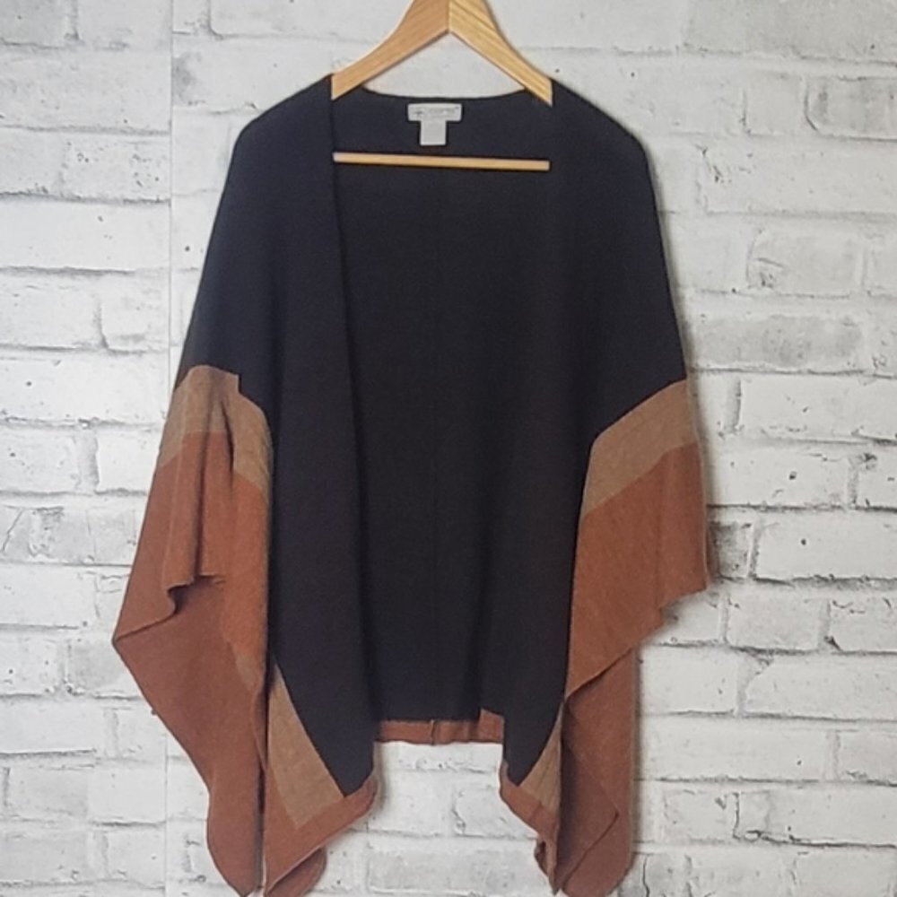 LittleMax Womens Oversized Colorblock Poncho Cardigan Shawl Knit Made in Italy